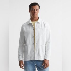 Reiss Distant Cotton Twill Worker Jacket White Men’s 24” PTP 28” Length